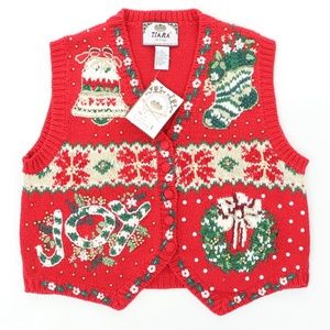 Vintage 90s Tiara Ugly Christmas Sweater Vest